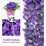 Maxbell 4x Artificial Hanging Flowers Fake Hanging Plants for Courtyard Porch Garden Purple Blue