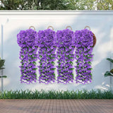 Maxbell 4x Artificial Hanging Flowers Fake Hanging Plants for Courtyard Porch Garden Purple Blue