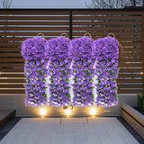 Maxbell 4x Artificial Hanging Flowers Fake Hanging Plants for Courtyard Porch Garden Purple Blue
