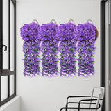 Maxbell 4x Artificial Hanging Flowers Fake Hanging Plants for Courtyard Porch Garden Purple Blue