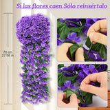 Maxbell 4x Artificial Hanging Flowers Fake Hanging Plants for Courtyard Porch Garden Purple Blue