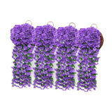 Maxbell 4x Artificial Hanging Flowers Fake Hanging Plants for Courtyard Porch Garden Purple Blue