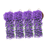 Maxbell 4x Artificial Hanging Flowers Fake Hanging Plants for Courtyard Porch Garden Purple Blue