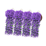 Maxbell 4x Artificial Hanging Flowers Fake Hanging Plants for Courtyard Porch Garden Purple Blue