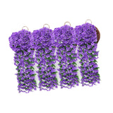 Maxbell 4x Artificial Hanging Flowers Fake Hanging Plants for Courtyard Porch Garden Purple Blue