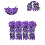 Maxbell 4x Artificial Hanging Flowers Fake Hanging Plants for Courtyard Porch Garden Purple Blue