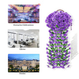Maxbell 4x Artificial Hanging Flowers Fake Hanging Plants for Courtyard Porch Garden Purple Blue