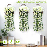 Maxbell 4x Artificial Hanging Flowers Fake Hanging Plants for Courtyard Porch Garden White