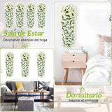 Maxbell 4x Artificial Hanging Flowers Fake Hanging Plants for Courtyard Porch Garden White