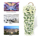 Maxbell 4x Artificial Hanging Flowers Fake Hanging Plants for Courtyard Porch Garden White