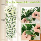 Maxbell 4x Artificial Hanging Flowers Fake Hanging Plants for Courtyard Porch Garden White