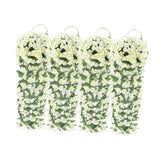 Maxbell 4x Artificial Hanging Flowers Fake Hanging Plants for Courtyard Porch Garden White