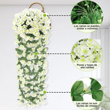 Maxbell 4x Artificial Hanging Flowers Fake Hanging Plants for Courtyard Porch Garden White
