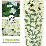 Maxbell 4x Artificial Hanging Flowers Fake Hanging Plants for Courtyard Porch Garden White