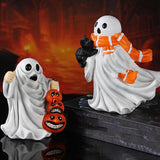 Maxbell Halloween Ghost Statue Ornament Spooky for for Housewarming Gift Lightweight With Black Cat