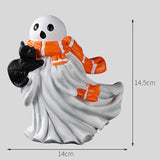 Maxbell Halloween Ghost Statue Ornament Spooky for for Housewarming Gift Lightweight With Black Cat