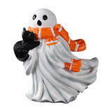 Maxbell Halloween Ghost Statue Ornament Spooky for for Housewarming Gift Lightweight With Black Cat