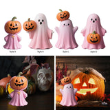 Maxbell Halloween Miniature Pumpkin Figurine Statue for Bookshelf Tabletop Farmhouse Style A