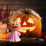 Maxbell Halloween Miniature Pumpkin Figurine Statue for Bookshelf Tabletop Farmhouse Style A