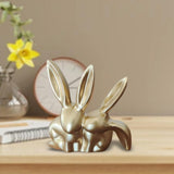 Maxbell Rabbit Statue Decorative Objects Rabbit Figurine for Bookshelf Bedroom Table gold