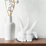 Maxbell Rabbit Statue Decorative Objects Rabbit Figurine for Bookshelf Bedroom Table white