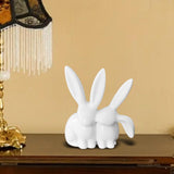 Maxbell Rabbit Statue Decorative Objects Rabbit Figurine for Bookshelf Bedroom Table white