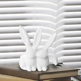 Maxbell Rabbit Statue Decorative Objects Rabbit Figurine for Bookshelf Bedroom Table white