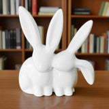 Maxbell Rabbit Statue Decorative Objects Rabbit Figurine for Bookshelf Bedroom Table white