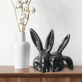 Maxbell Rabbit Statue Decorative Objects Rabbit Figurine for Bookshelf Bedroom Table black