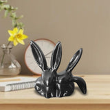 Maxbell Rabbit Statue Decorative Objects Rabbit Figurine for Bookshelf Bedroom Table black
