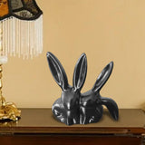 Maxbell Rabbit Statue Decorative Objects Rabbit Figurine for Bookshelf Bedroom Table black