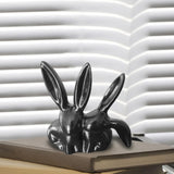 Maxbell Rabbit Statue Decorative Objects Rabbit Figurine for Bookshelf Bedroom Table black