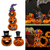 Maxbell Collectible Figurine Resin Sculpture Halloween Pumpkin Statue with Witch Hat 7x6x1.64cm