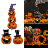 Maxbell Collectible Figurine Resin Sculpture Halloween Pumpkin Statue with Witch Hat 7x6x1.64cm