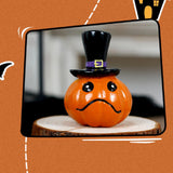 Maxbell Collectible Figurine Resin Sculpture Halloween Pumpkin Statue with Witch Hat 7x6x1.64cm