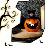 Maxbell Collectible Figurine Resin Sculpture Halloween Pumpkin Statue with Witch Hat 7x6x1.64cm