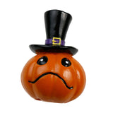 Maxbell Collectible Figurine Resin Sculpture Halloween Pumpkin Statue with Witch Hat 7x6.6x9.6cm Sad