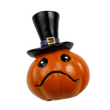 Maxbell Collectible Figurine Resin Sculpture Halloween Pumpkin Statue with Witch Hat 7x6.6x9.6cm Sad