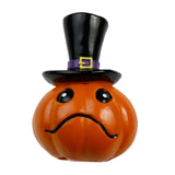 Maxbell Collectible Figurine Resin Sculpture Halloween Pumpkin Statue with Witch Hat 7x6.6x9.6cm Sad