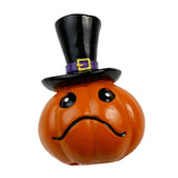Maxbell Collectible Figurine Resin Sculpture Halloween Pumpkin Statue with Witch Hat 7x6.6x9.6cm Sad