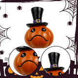 Maxbell Collectible Figurine Resin Sculpture Halloween Pumpkin Statue with Witch Hat 7x6.6x9.6cm Sad