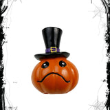 Maxbell Collectible Figurine Resin Sculpture Halloween Pumpkin Statue with Witch Hat 7x6.6x9.6cm Sad
