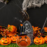 Maxbell Collectible Figurine Resin Sculpture Halloween Pumpkin Statue with Witch Hat 7x6.6x9.6cm Sad