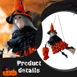 Maxbell Halloween Hanging Witch on Broom Tree Prop Party Bar Flying Witch Wall Decor Orange