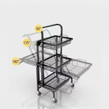 Maxbell 3 Tier Rolling Utility Cart Mobile Trolley for Laundry Room Farmhouse Office Black