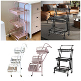 Maxbell 3 Tier Rolling Utility Cart Mobile Trolley for Laundry Room Farmhouse Office Black