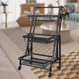 Maxbell 3 Tier Rolling Utility Cart Mobile Trolley for Laundry Room Farmhouse Office Black