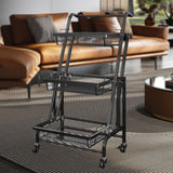 Maxbell 3 Tier Rolling Utility Cart Mobile Trolley for Laundry Room Farmhouse Office Black