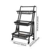 Maxbell 3 Tier Rolling Utility Cart Mobile Trolley for Laundry Room Farmhouse Office Black