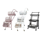 Maxbell 3 Tier Rolling Utility Cart Mobile Trolley for Laundry Room Farmhouse Office Black